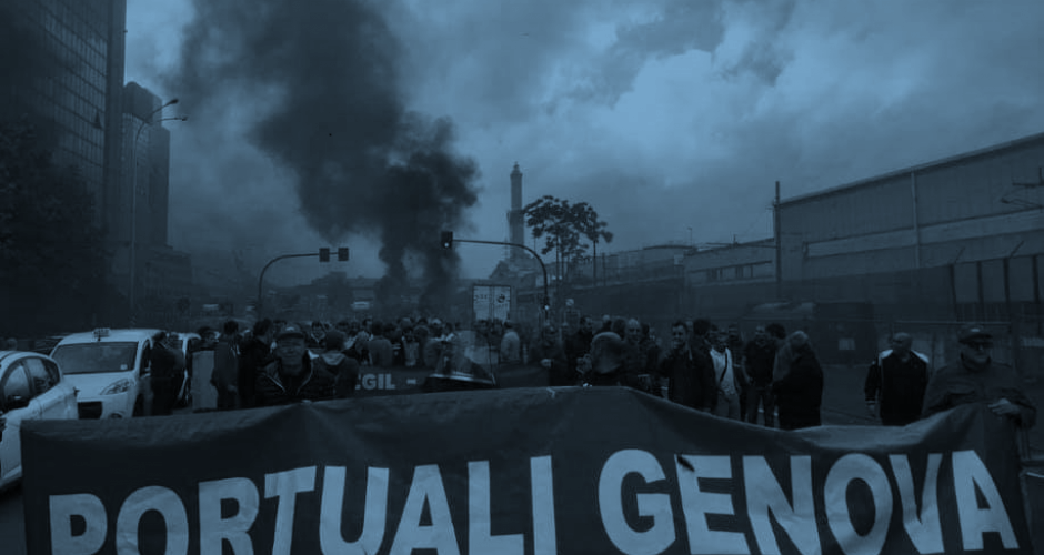 Hafenarbeiter in Genua demonstrieren 